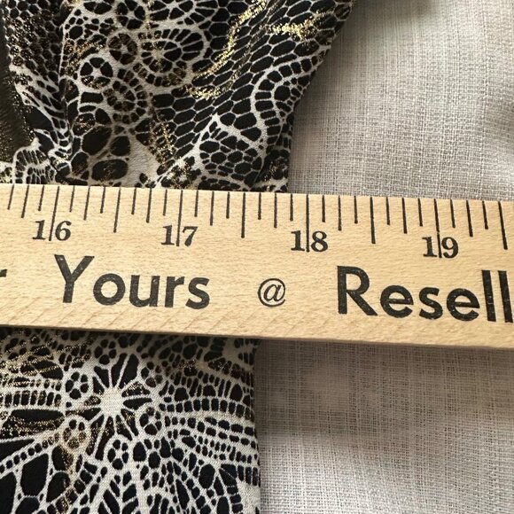 Susan Lawrence Womens Black & Gold Asymmetric Tunic Top M Boho Holiday Cocktail - Picture 6 of 7